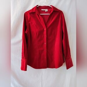 St. John’s Bay Corduroy Shirt, L, Red